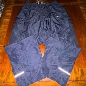 Champion Nylon Track Pants Navy Blue Reflective Joggers XL Y2K Athleticwear